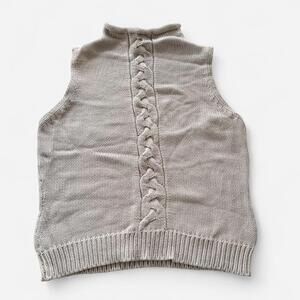 Vintage y2k Funnel Neck Sweater Top, Tan Sleeveless